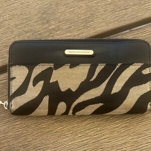 Dana Buchman Black and Beige Zebra Print Zip Wallet